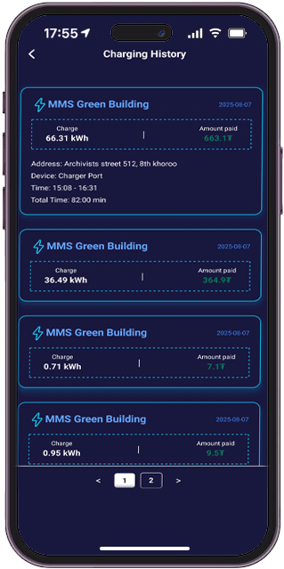 13. Charging history, past sessions