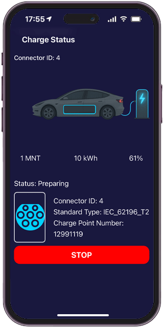 6. Charging session, status updates, successful
