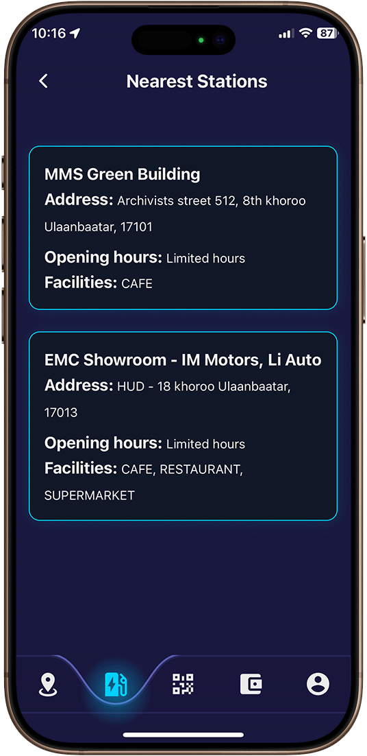 9. Charger information, overview page